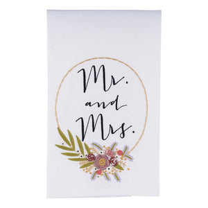 Mr & Mrs Flower Wreath Tea Towel