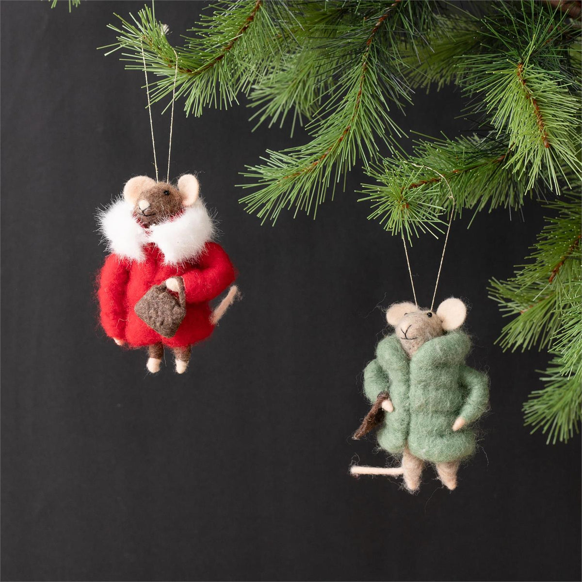 Felted Wool Cozy Winter Mice (2 Styles)