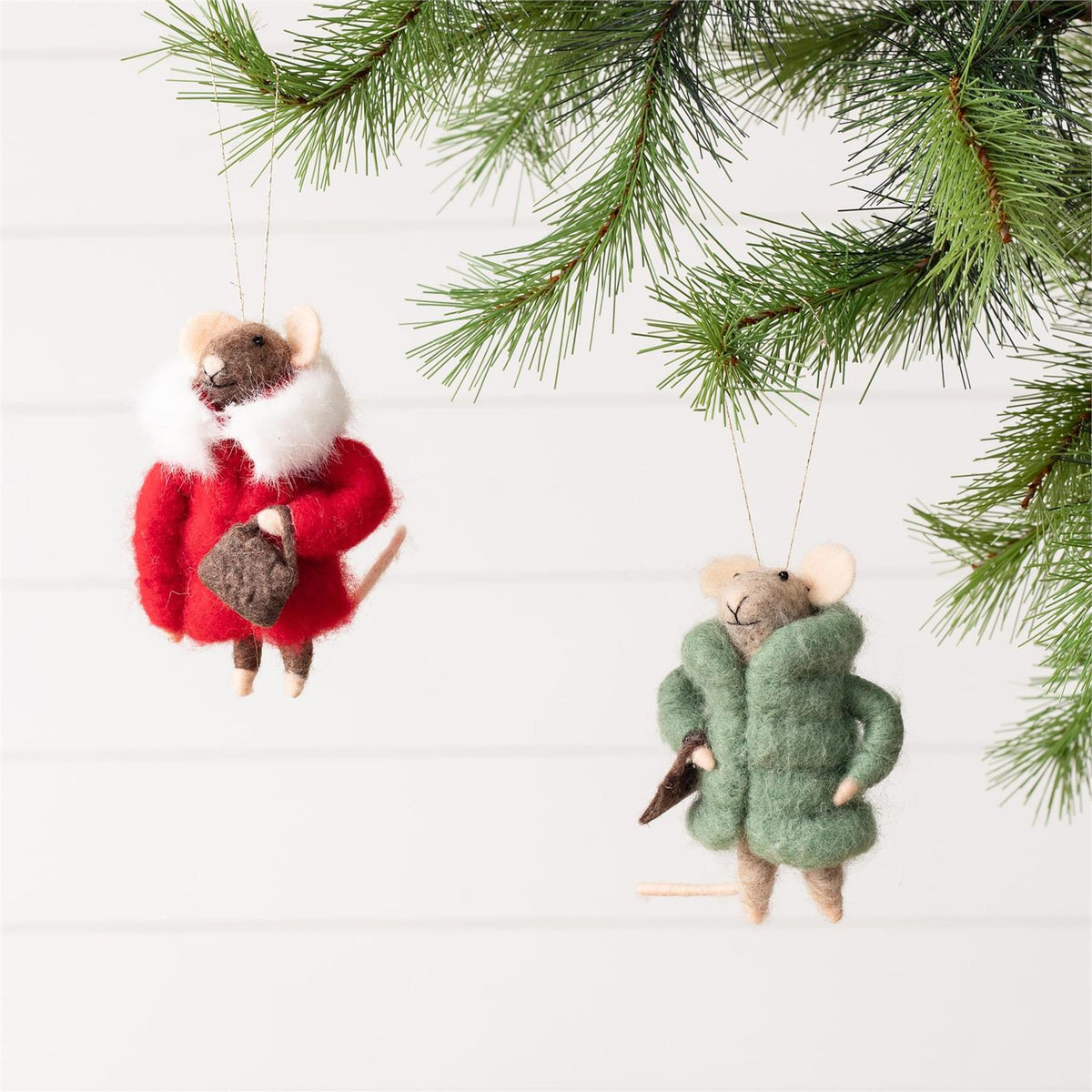 Felted Wool Cozy Winter Mice (2 Styles)
