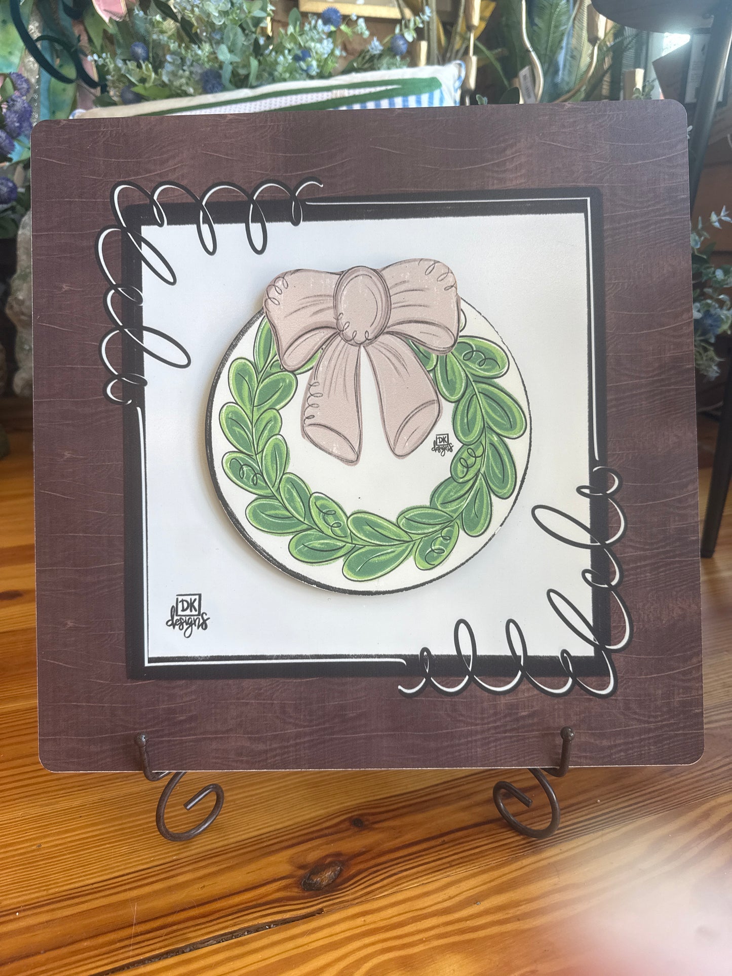 Stained Frame w/ Wreath Mini