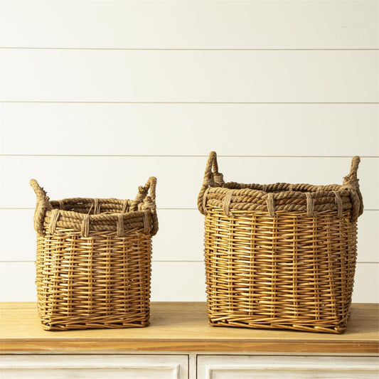 Wicker Basket with Rope Handles