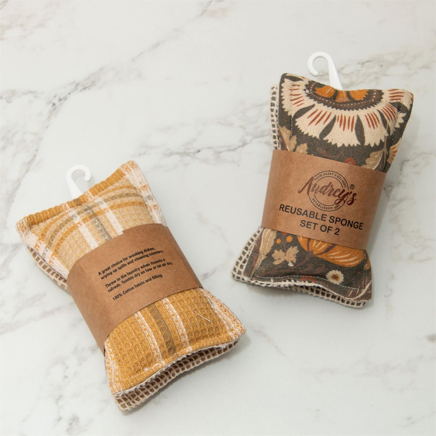 Reusable Fabric Sponges - Neutral Floral