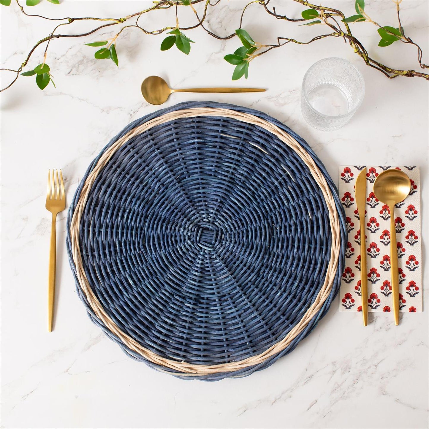 Blue Rattan Charger