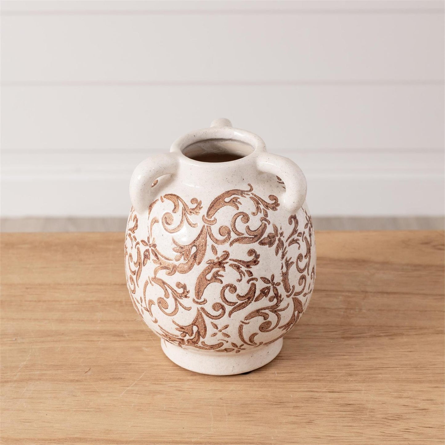 Tan and Brown Floral Vase