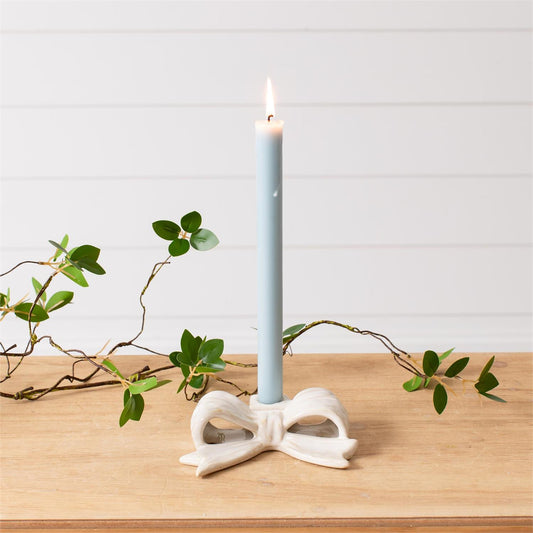 Candle Holder - White Bow Shaped