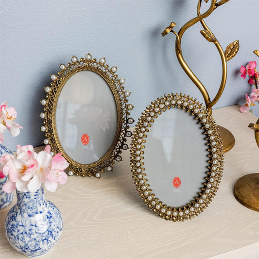 Photo Frames with Gold Filigree and Pearls