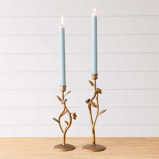 Intertwined Floral Gold Candle Sticks, set of 2