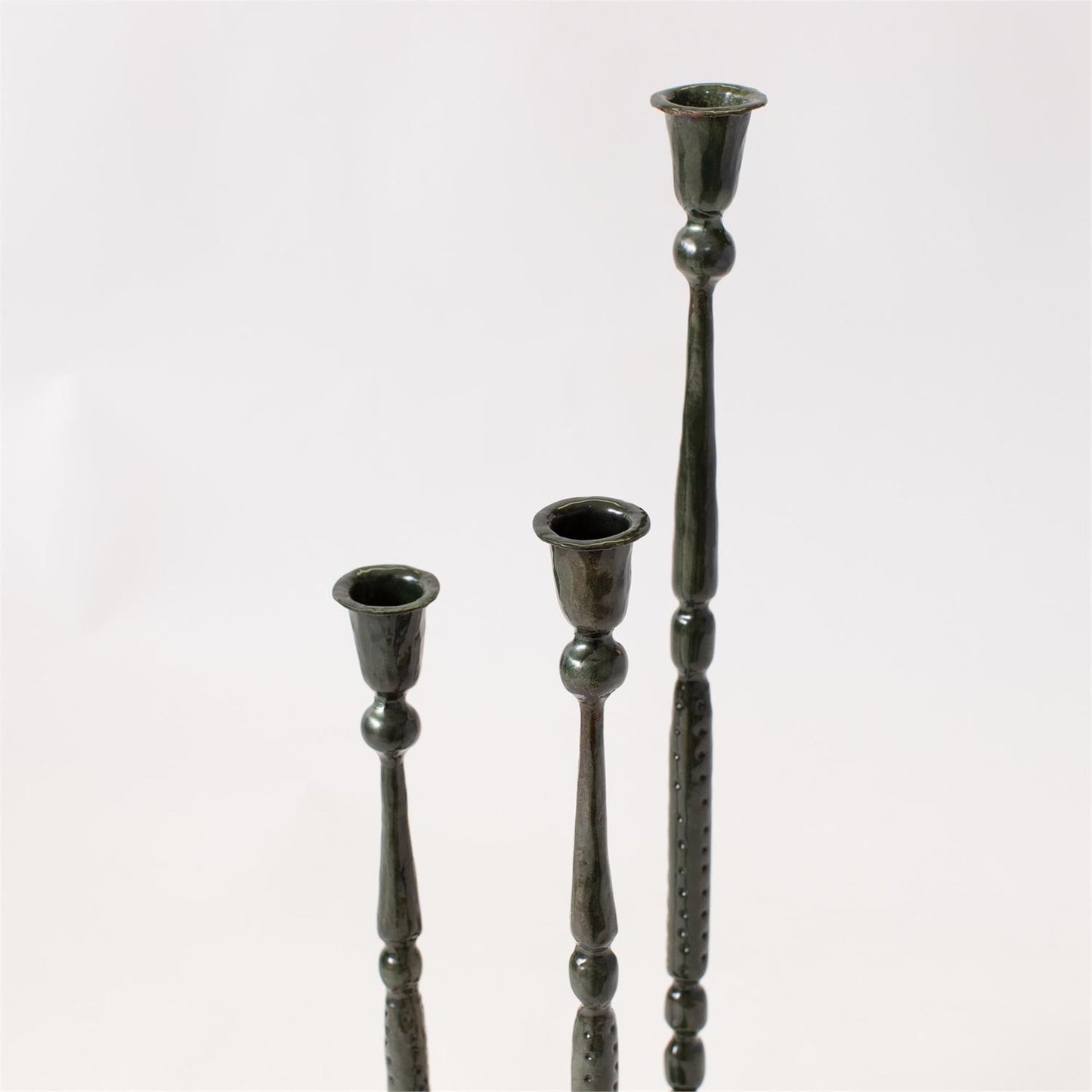Dark Green Enamel Candle Holder