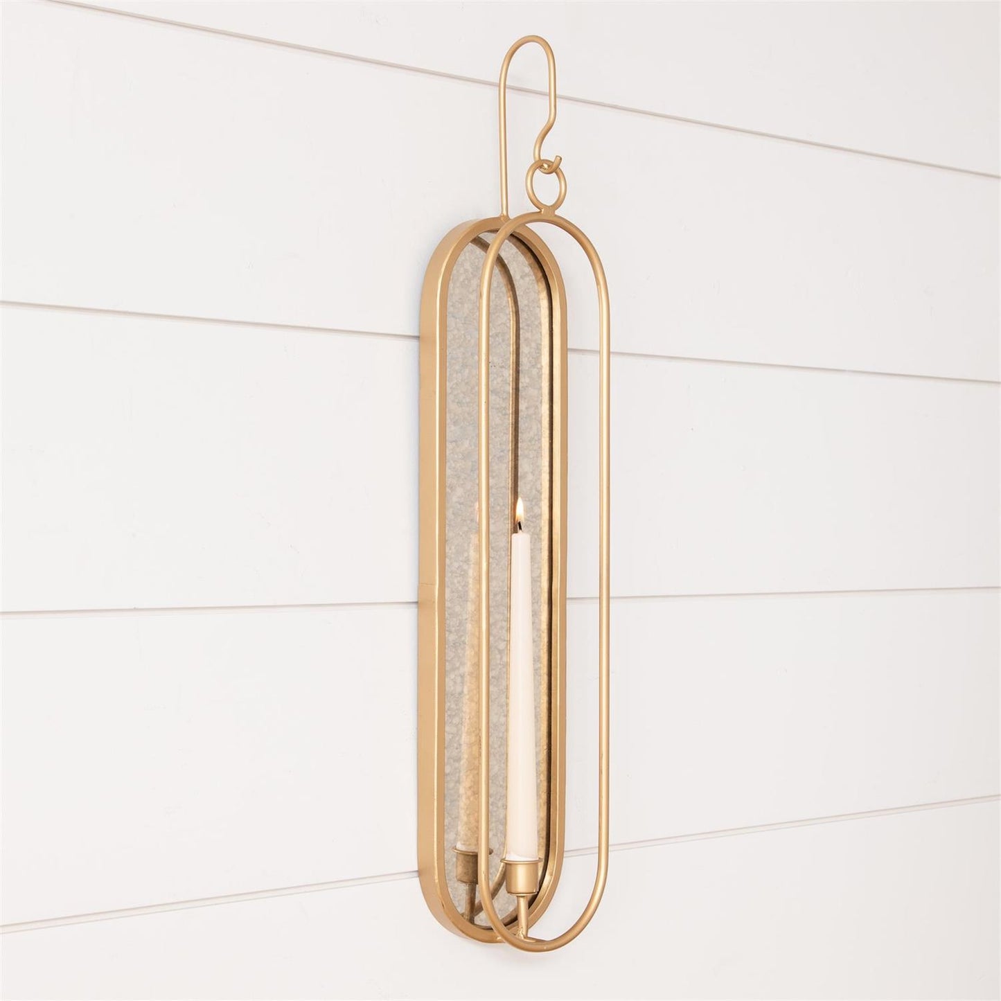 Wall Mirrored Sconce with Candle Holder
