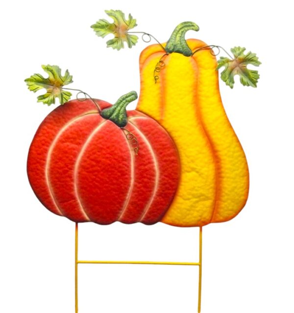 Double Pumpkin Metal Garden Stake