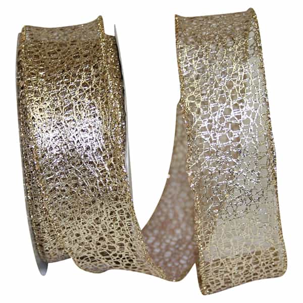 Web Mesh Metallic Wired Edge-Platinum-1.5"X20YDS