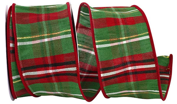 Red and Green Plaid Dupioni Verde Ribbon