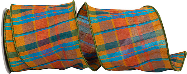 Tierra Plaid Sunset Wired Edge Ribbon