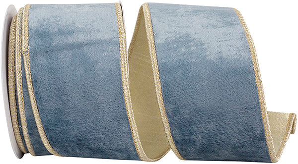 Velvet Plush Texture Sky Dlx Backed Wired Edge-French Blue-2.5"X5YDS