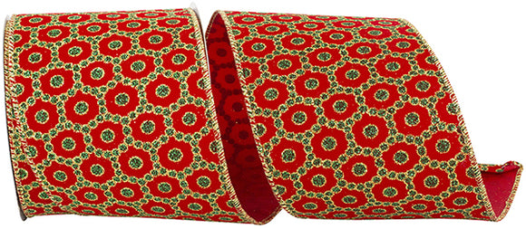 Red and Green Roccoco Christmas Ribbon