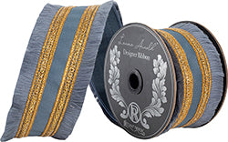 French Blue Fringe Gilded Wired Ribbon - 5yds