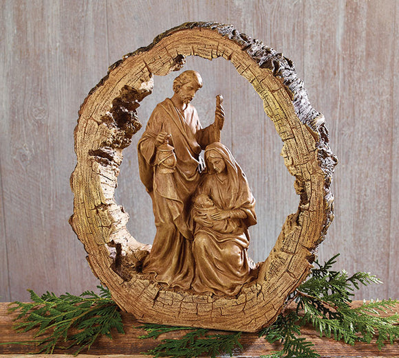 Wood Carved Resin Holy Family Nativity