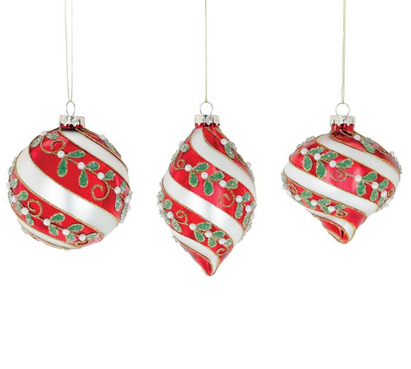 Red and Silver Swirl Ornament