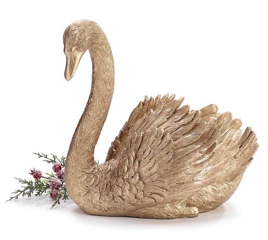 Resin Gold Swan Planter