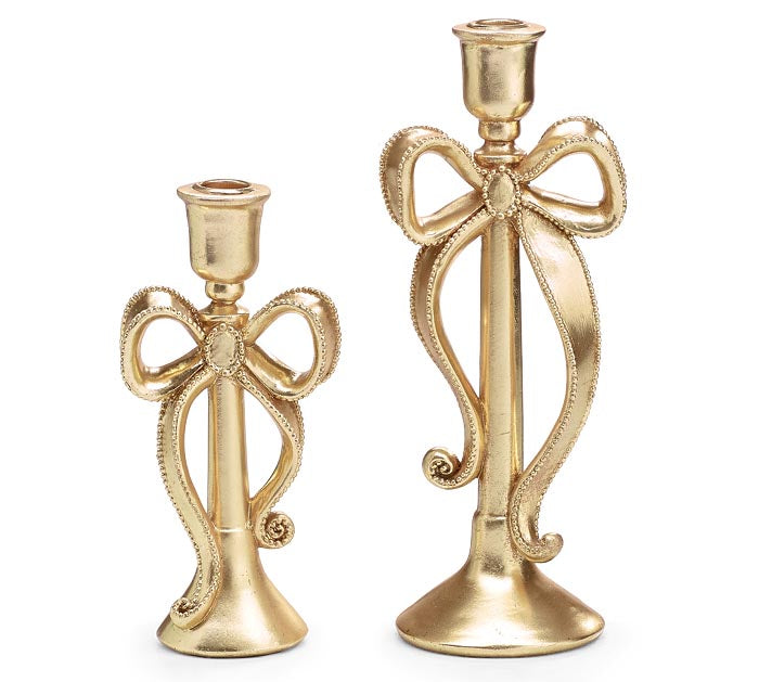 Gold Bow Candle Holder