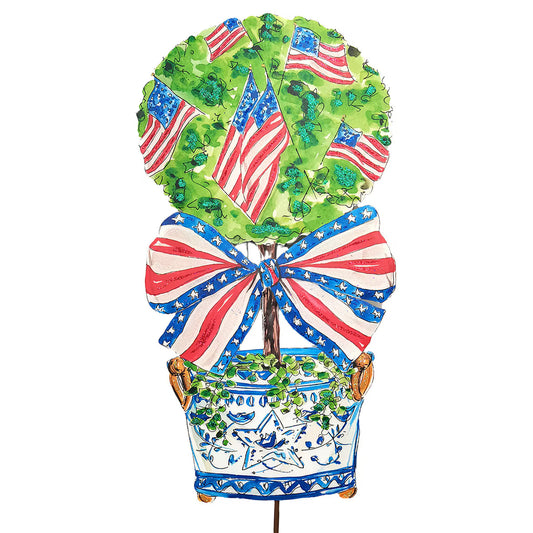 Patriotic Flag Topiary in Pot