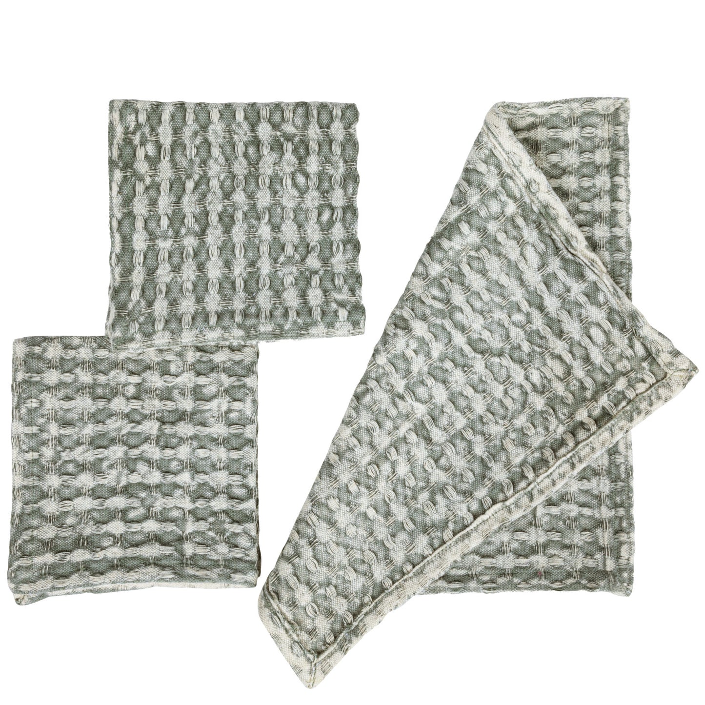 Stonewashed Cotton Waffle Weave Dish Cloths, Set of 3