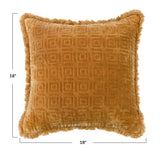 Square Cotton Velvet Quilted Pillow with Pattern & Fringe