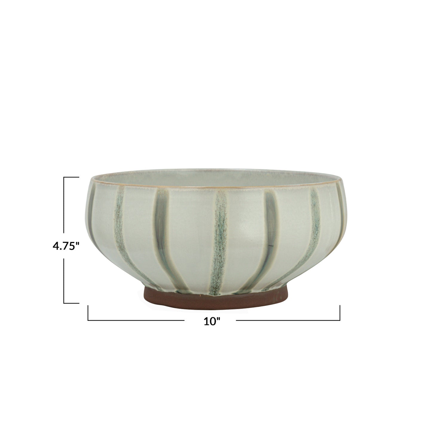 Hand-Painted Stoneware Bowl with Stripes