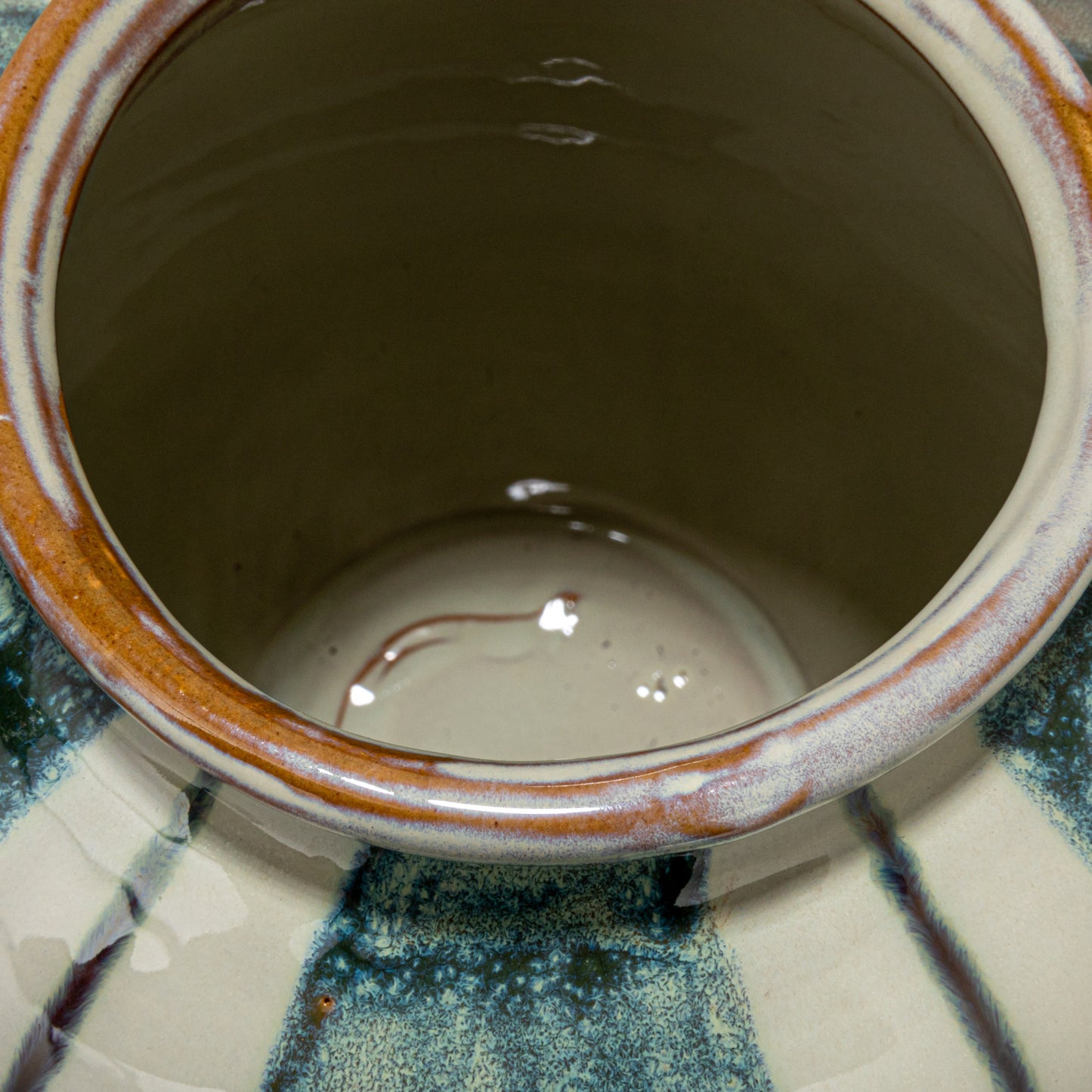 Hand-Painted Stoneware Vase with Stripes