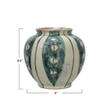 Hand-Painted Stoneware Vase with Stripes