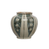 Hand-Painted Stoneware Vase with Stripes