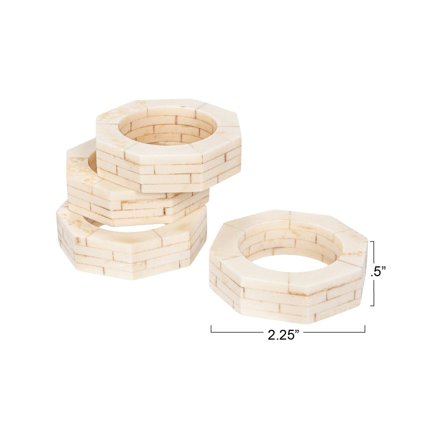 Octagon Shaped Resin Napkin Rings, Set of 4