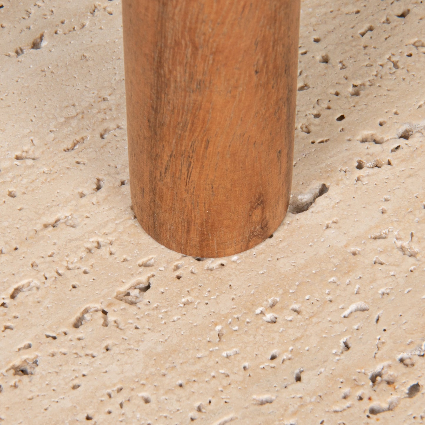 Acacia Wood Paper Towel Holder with Scalloped Travertine Base