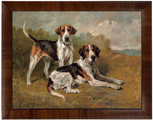 Framed Vintage Dogs Oil Reproduction