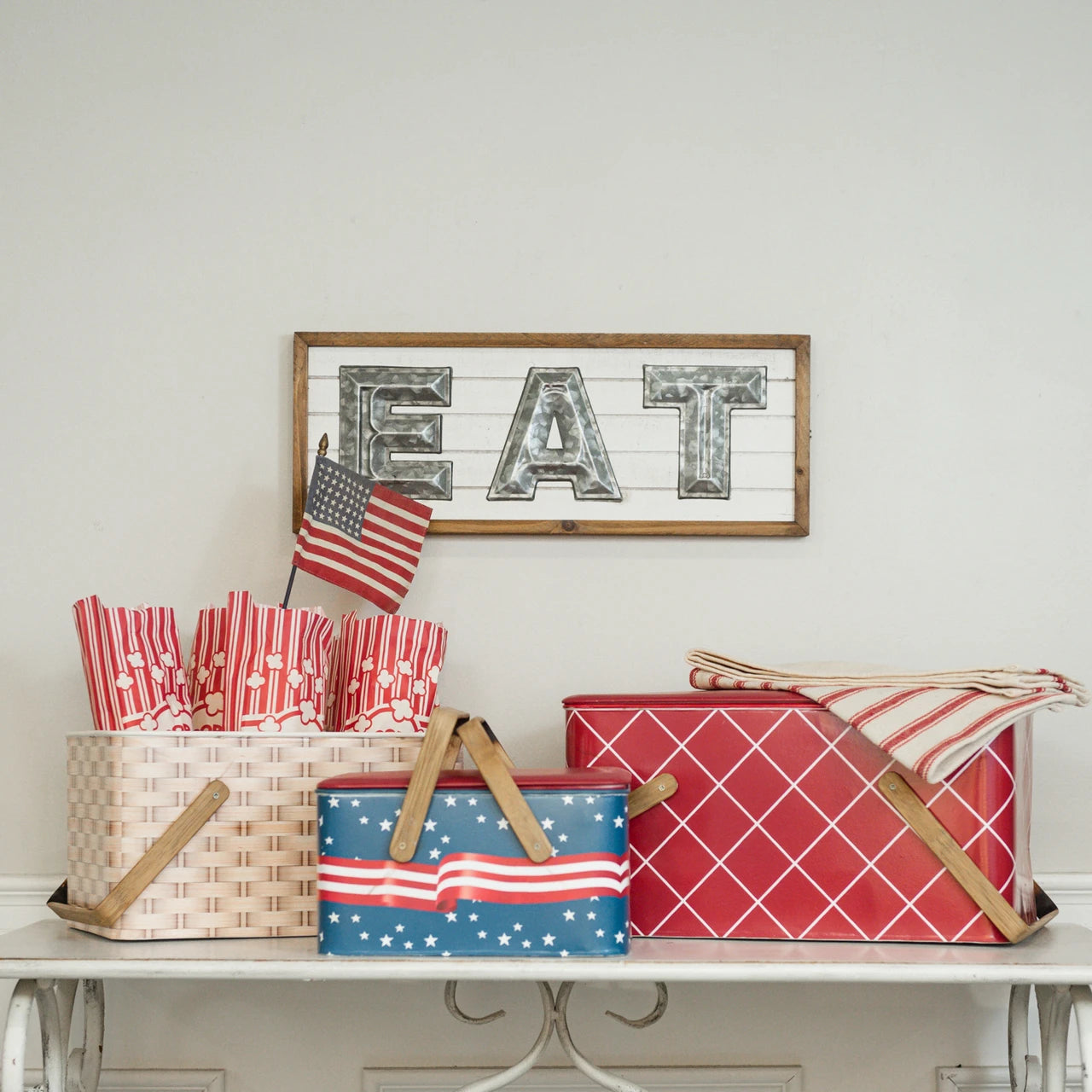 Patriotic Picnic Metal Basket