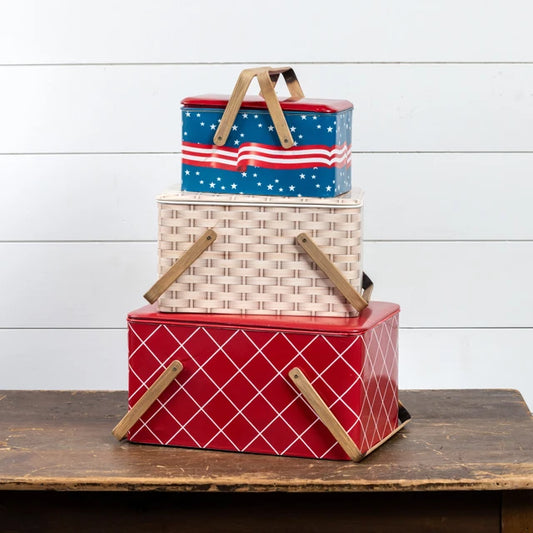Patriotic Picnic Metal Basket
