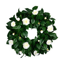 White Camelia Flower Wreath