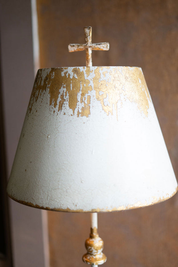 Antique White and Gold Metal Table Lamp