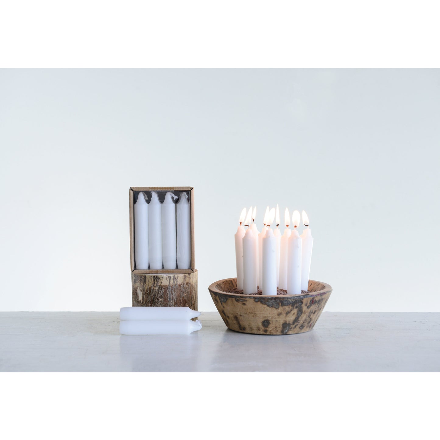 Unscented Short Taper Candles in Box, Set of 12