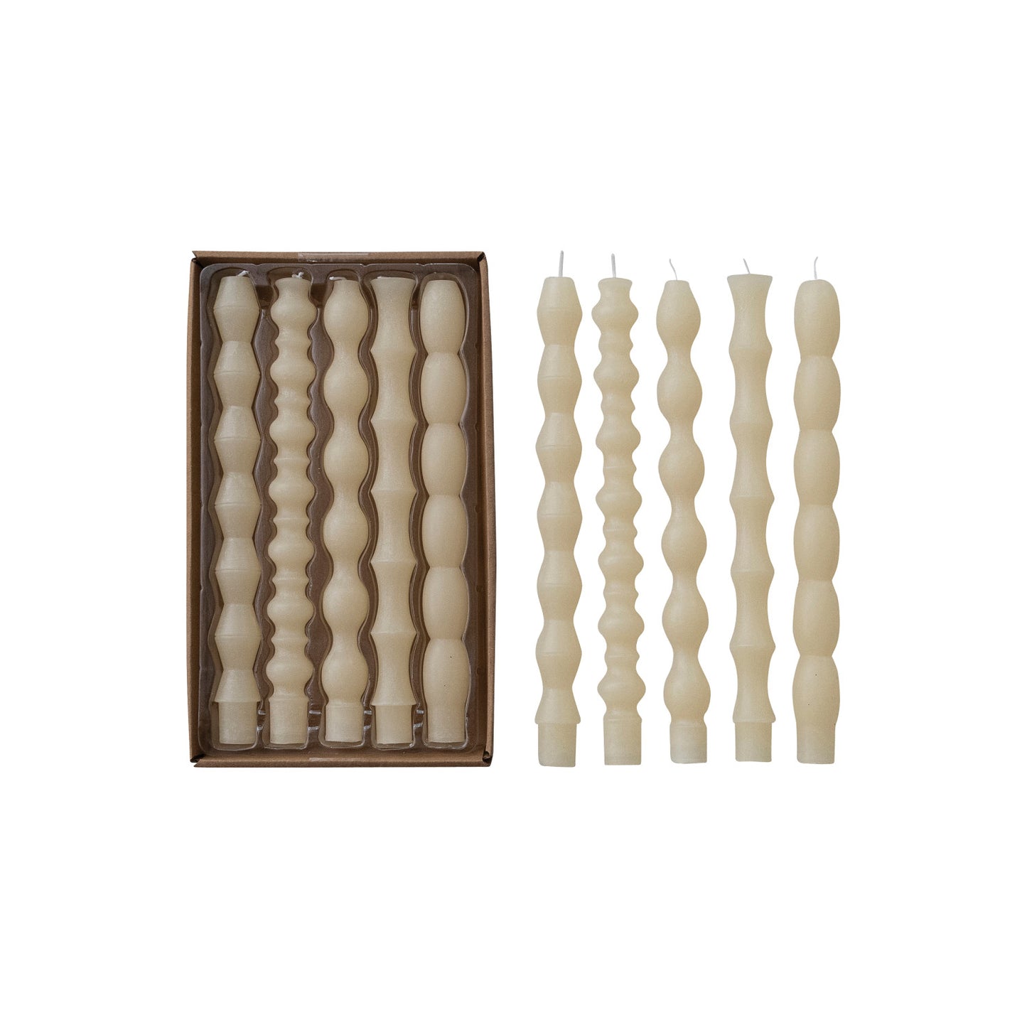 Unscented Taper Candles Boxed Set of 5, Cream Color