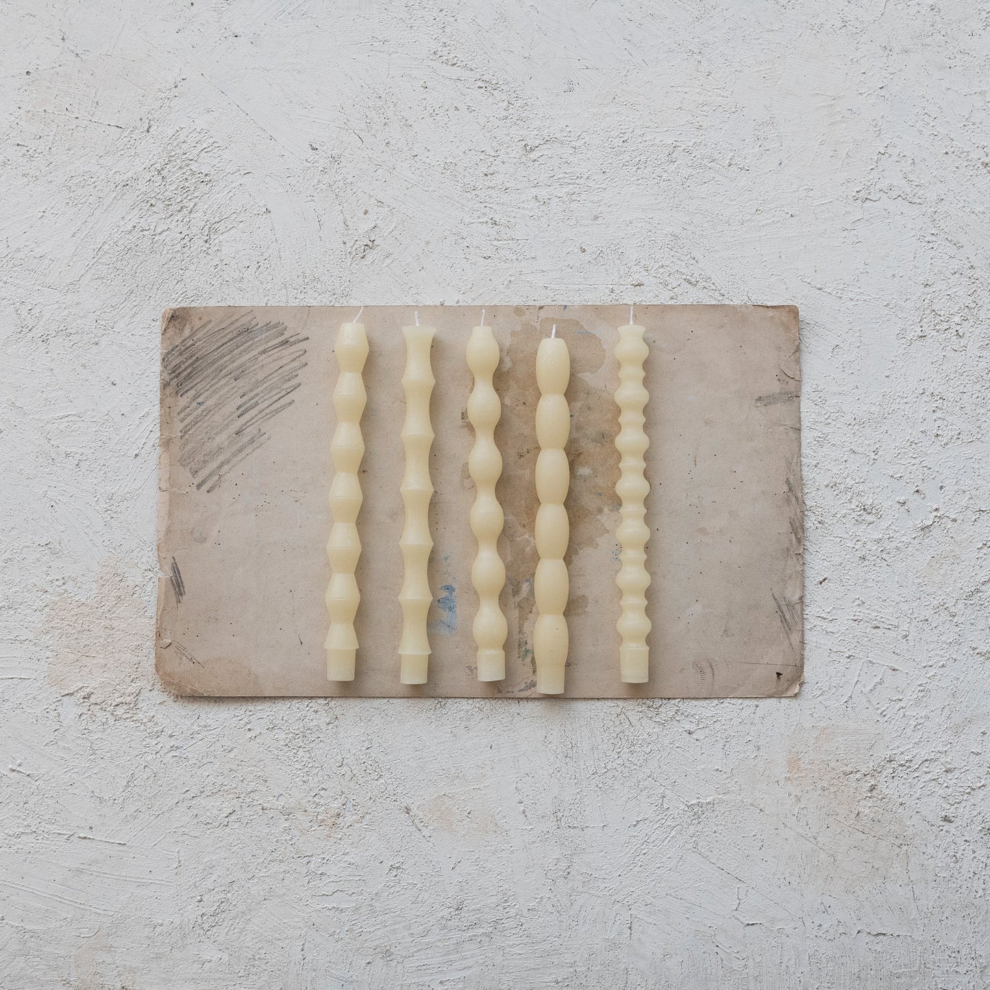 Unscented Taper Candles Boxed Set of 5, Cream Color