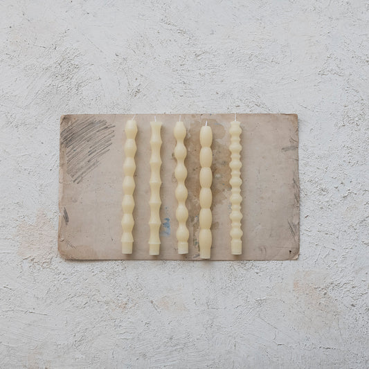 Unscented Taper Candles Boxed Set of 5, Cream Color