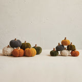 Cotton Blend Bouclé/Velvet Pumpkin with Wood Stem