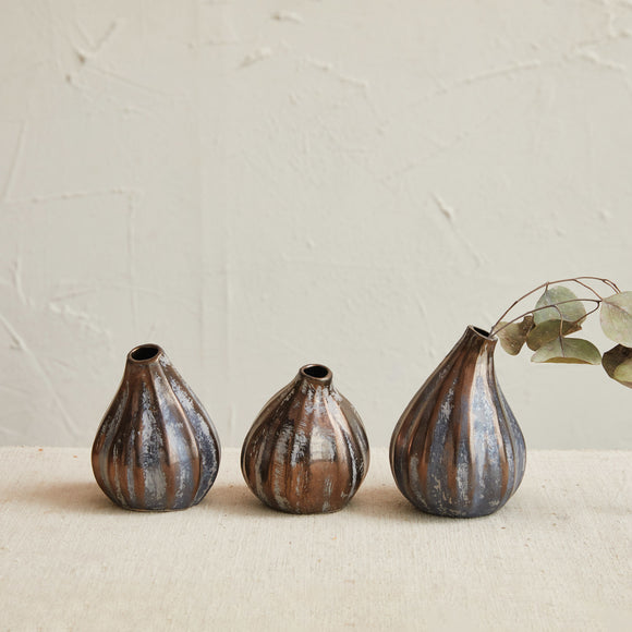 Stoneware Fig Shaped Vases, Set of 3