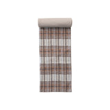 Woven Cotton Table Runner, Cream Color, Brown & Orange Color Plaid