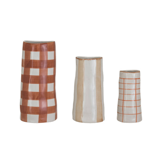 Hand-Painted Stoneware Vases