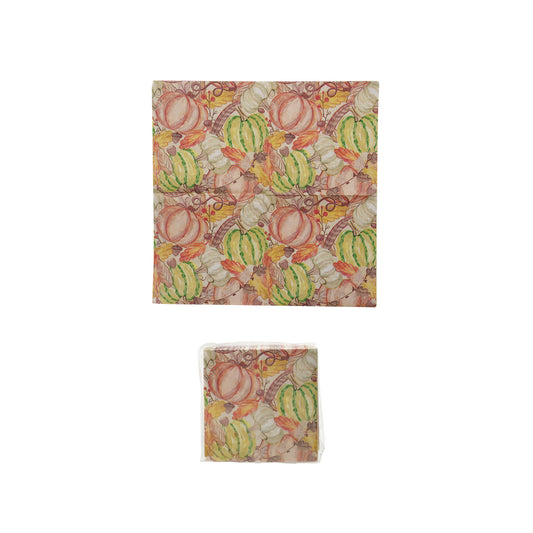 Paper Cocktail Napkins with Pumpkins, Leaves & Acorns - 50 Count