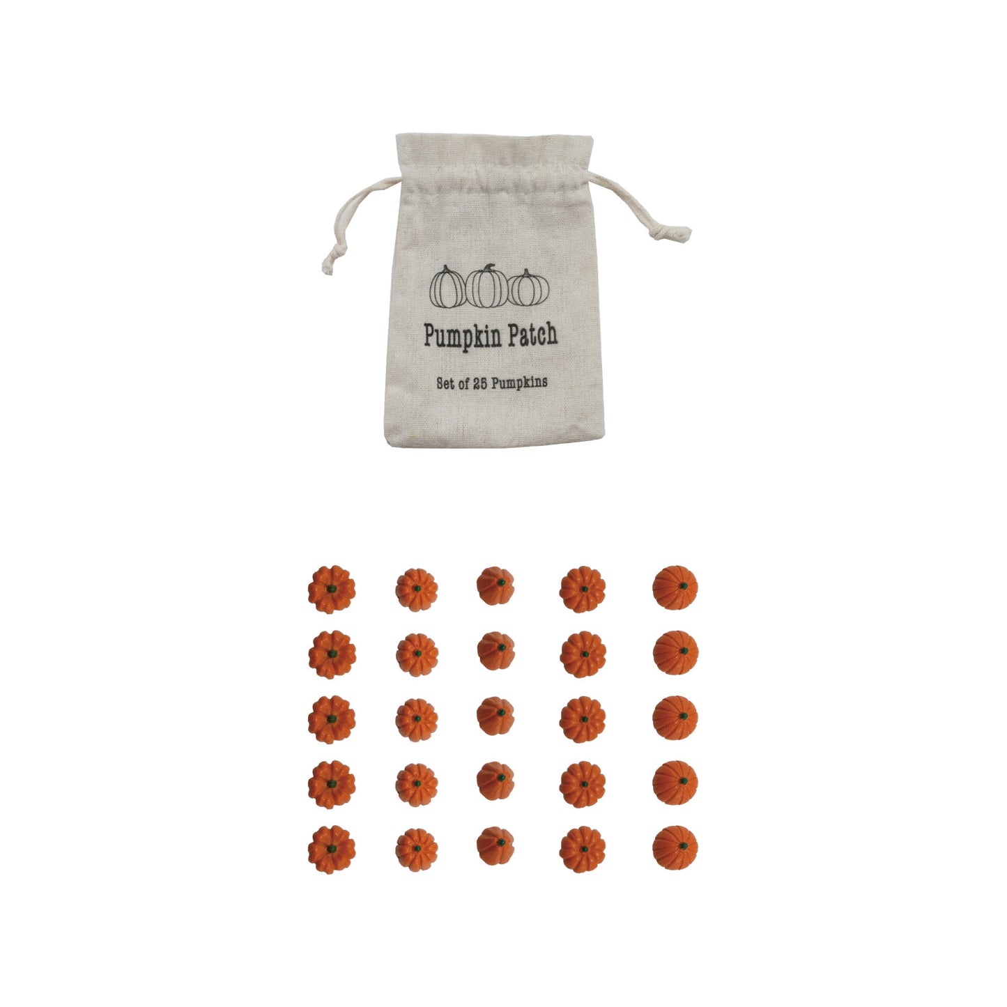 Resin Orange Pumpkins in Drawstring Bag, Set of 25