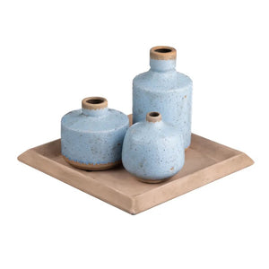 Ceramic Distressed Sky Blue Vase Collection