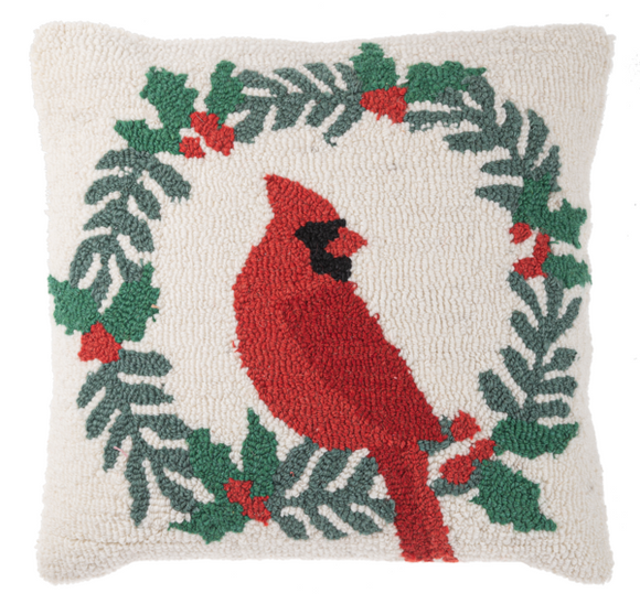 Punch Hook Cardinal Pillow